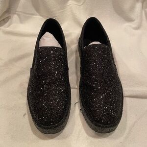 Aldo black sparkly slip on sneakers